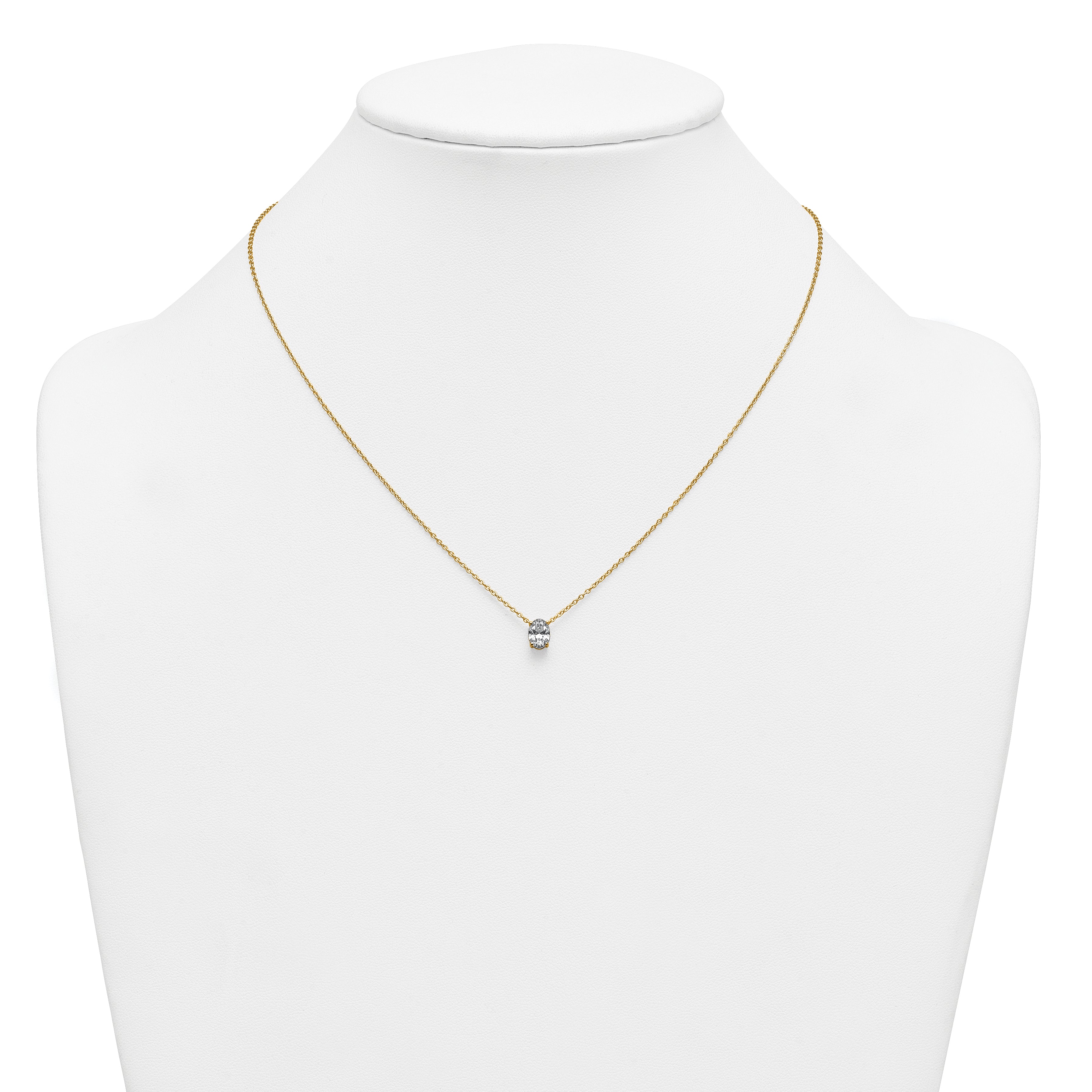 14k 3/4 carat Lab Grown Diamond VS/SI+ G+ Oval Complete 18 inch Four Prong Pendant Necklace
