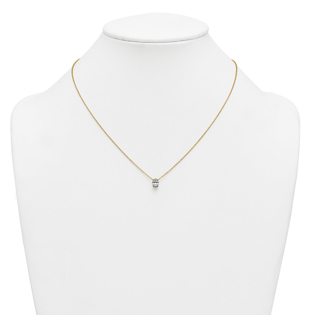 14k 3/4 carat Lab Grown Diamond VS/SI+ G+ Oval Complete 18 inch Four Prong Pendant Necklace