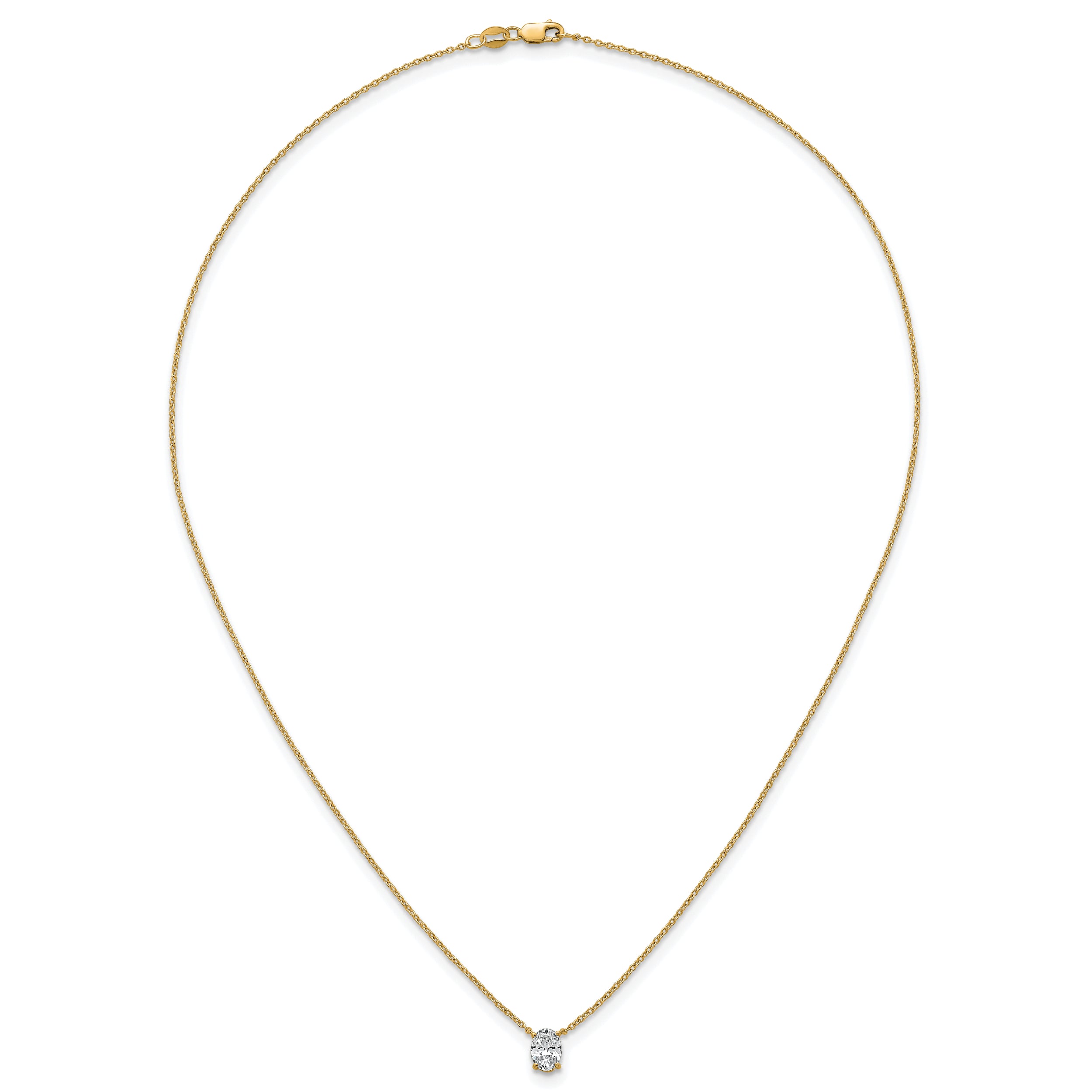 14k 3/4 carat Lab Grown Diamond VS/SI+ G+ Oval Complete 18 inch Four Prong Pendant Necklace