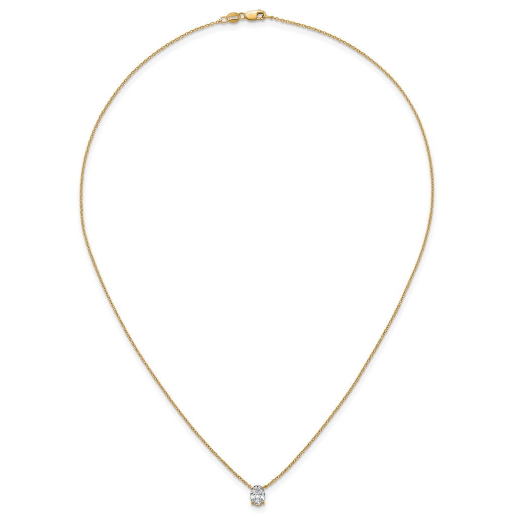 14k 3/4 carat Lab Grown Diamond VS/SI+ G+ Oval Complete 18 inch Four Prong Pendant Necklace