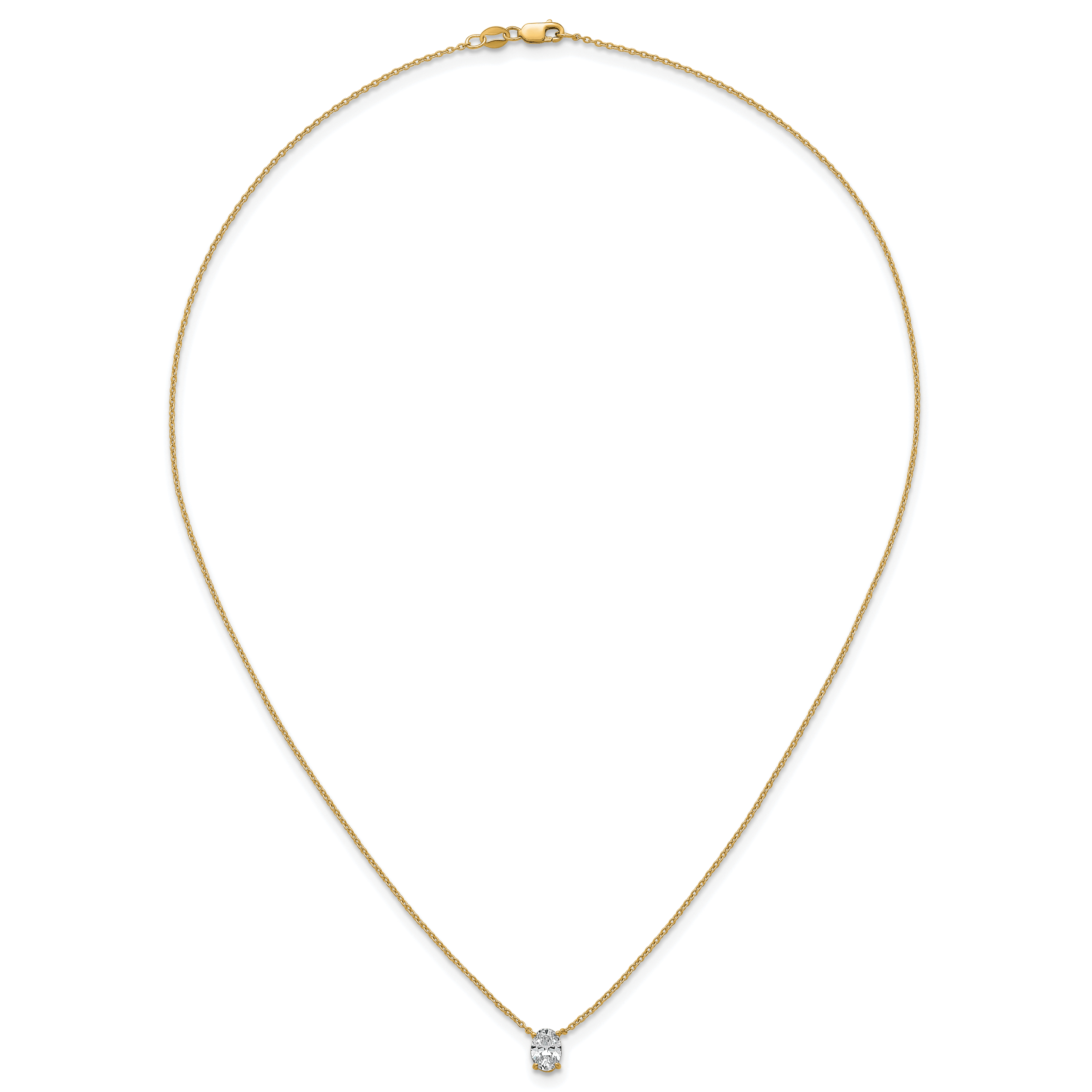 14k 3/4 carat Lab Grown Diamond VS/SI+ G+ Oval Complete 18 inch Four Prong Pendant Necklace