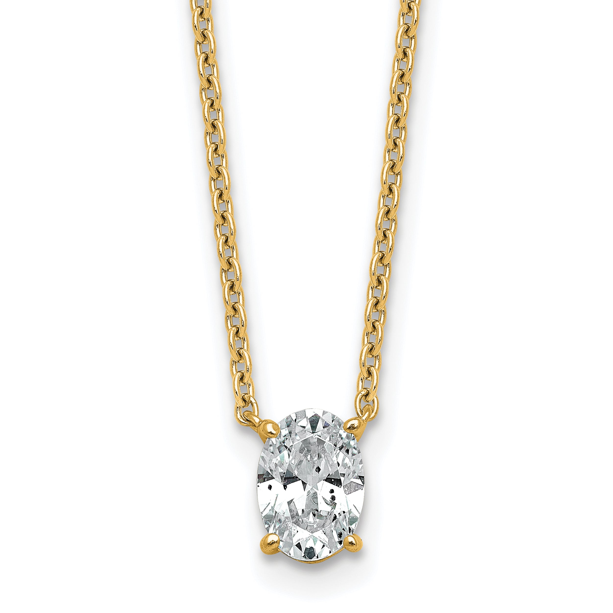14k 3/4 carat Lab Grown Diamond VS/SI+ G+ Oval Complete 18 inch Four Prong Pendant Necklace Main image