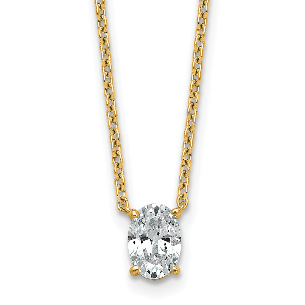 14k 3/4 carat Lab Grown Diamond VS/SI+ G+ Oval Complete 18 inch Four Prong Pendant Necklace