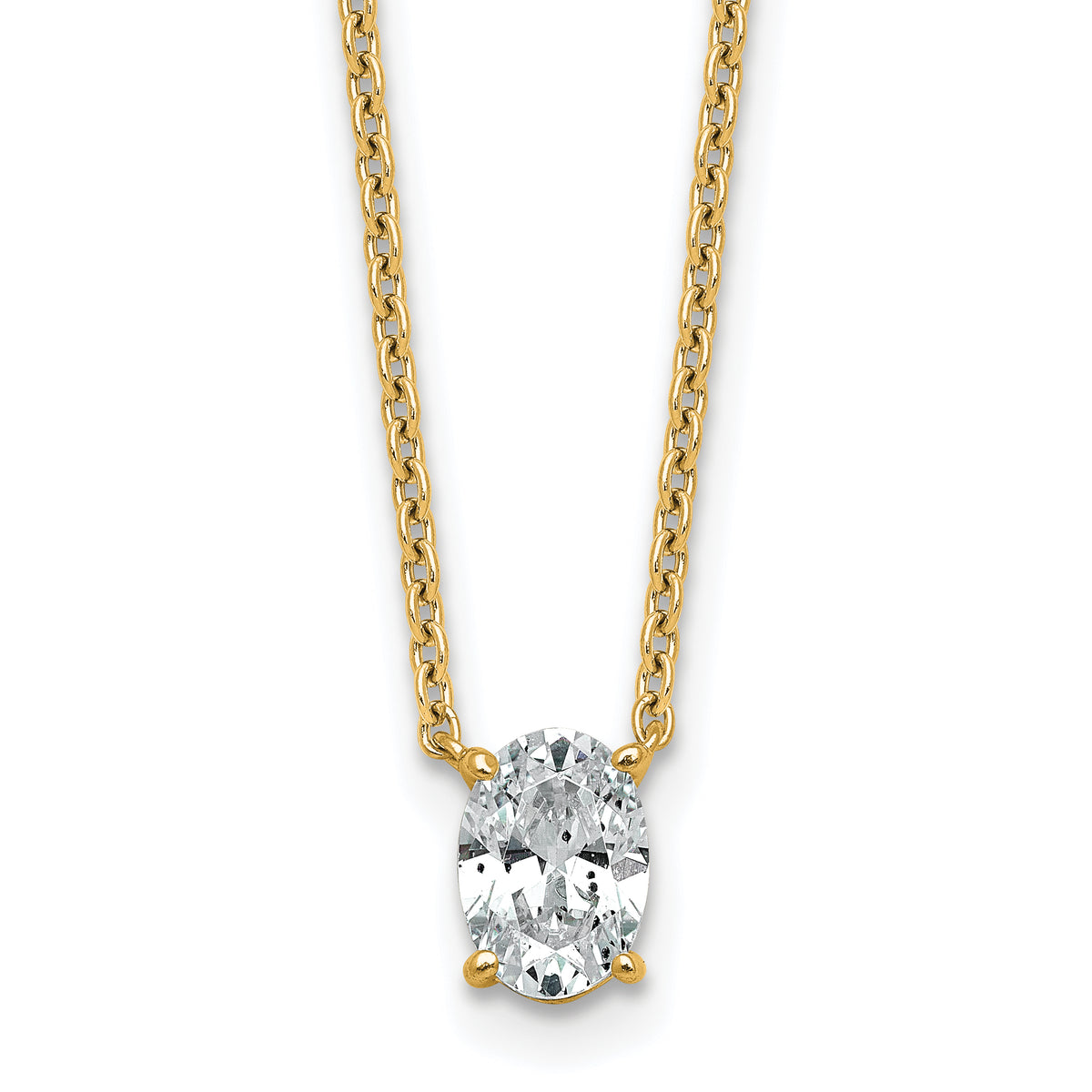14k 3/4 carat Lab Grown Diamond VS/SI+ G+ Oval Complete 18 inch Four Prong Pendant Necklace