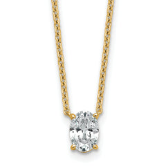 14k 3/4 carat Lab Grown Diamond VS/SI+ G+ Oval Complete 18 inch Four Prong Pendant Necklace
