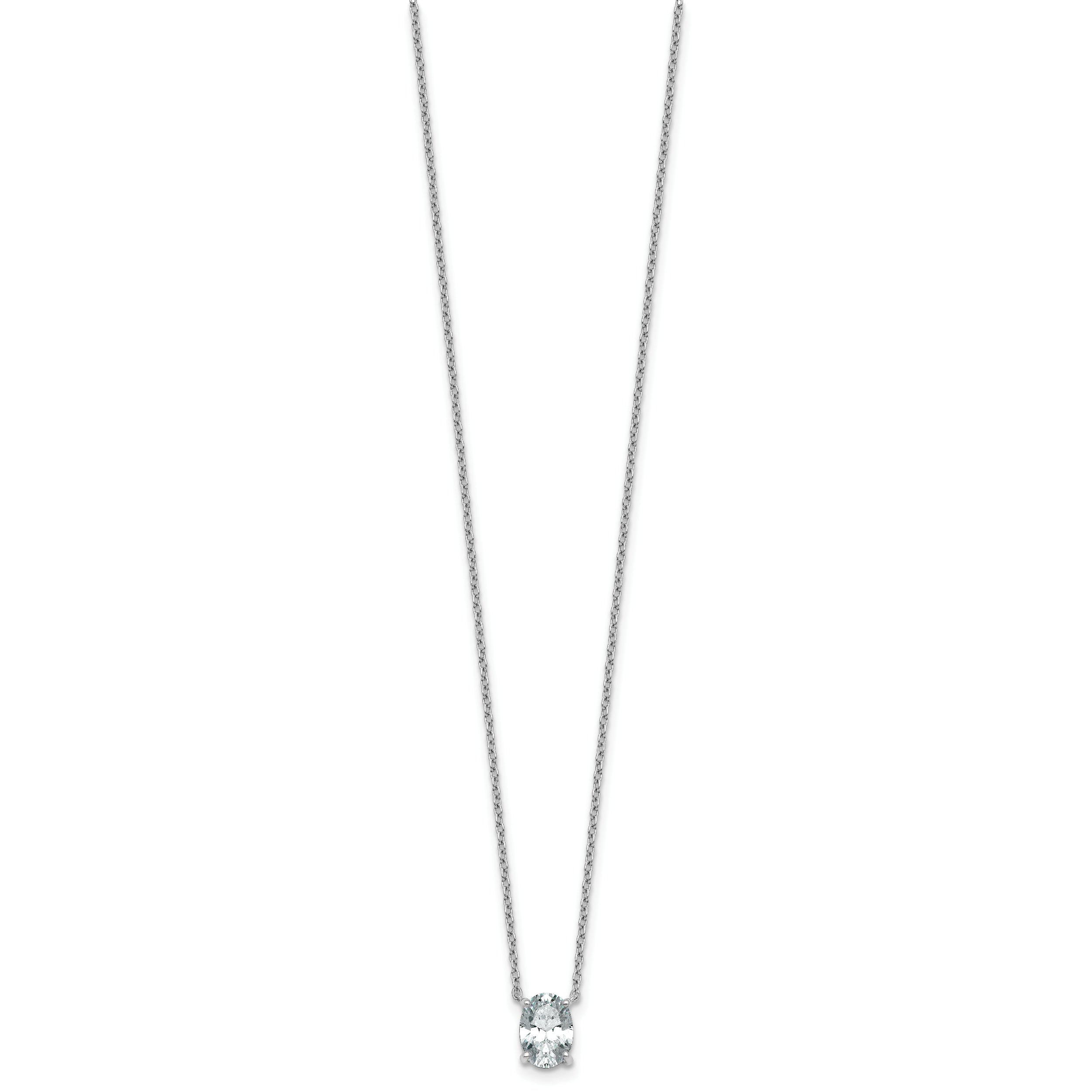 14k White Gold 1 carat Certified Lab Grown Diamond VS/SI+ G+ Oval Complete Four Prong 18 inch Pendant Necklace