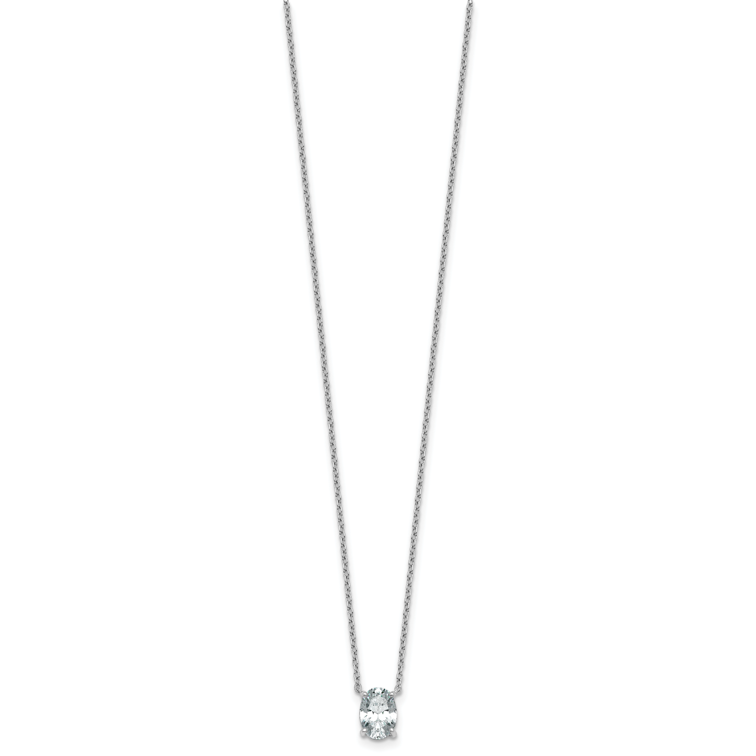 14k White Gold 1 carat Certified Lab Grown Diamond VS/SI+ G+ Oval Complete Four Prong 18 inch Pendant Necklace Secondary image