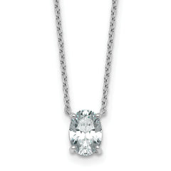 14k White Gold 1 carat Certified Lab Grown Diamond VS/SI+ G+ Oval Complete Four Prong 18 inch Pendant Necklace