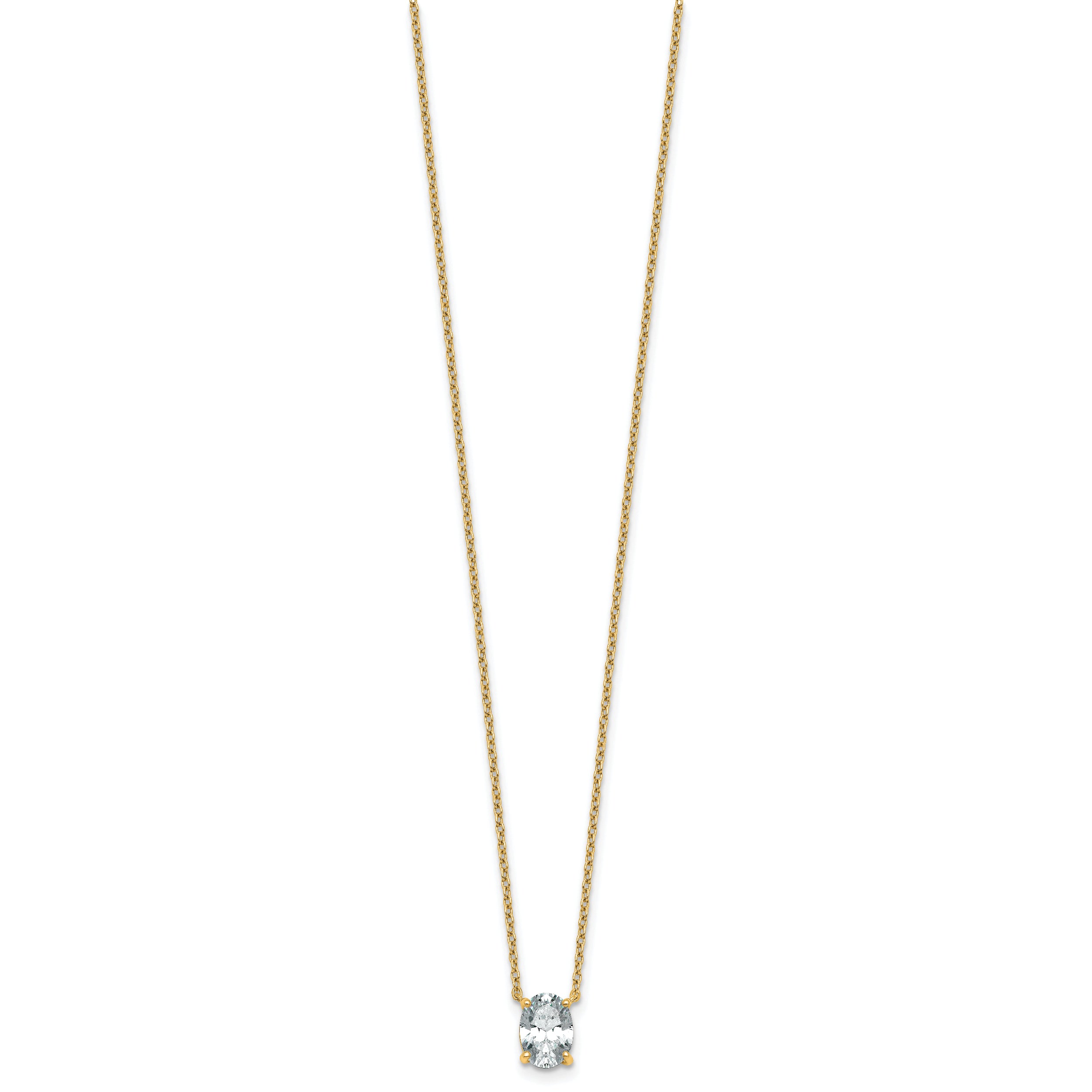 14k 1 carat Lab Grown Diamond VS+ F+ Oval Complete Four Prong 18 inch Pendant Necklace