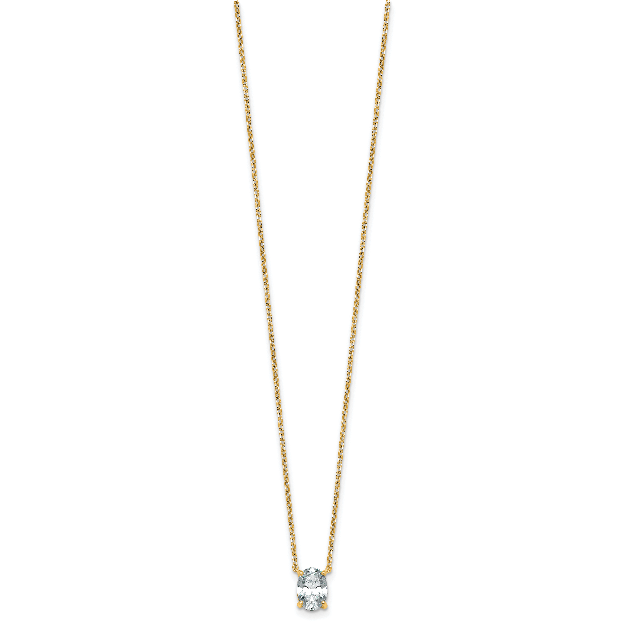 14k 1 carat Certified Lab Grown Diamond VS+ F+ Oval Complete Four Prong 18 inch Pendant Necklace
