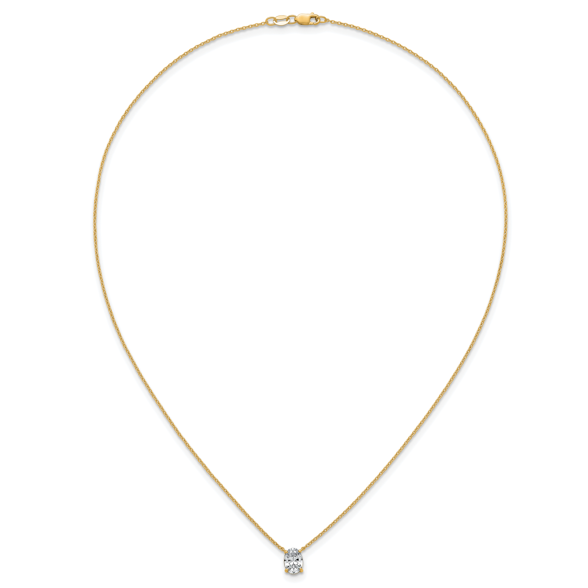 14k 1 carat Certified Lab Grown Diamond VS+ F+ Oval Complete Four Prong 18 inch Pendant Necklace