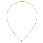 14k 1 carat Lab Grown Diamond VS+ F+ Oval Complete Four Prong 18 inch Pendant Necklace