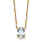 14k 1 carat Lab Grown Diamond VS+ F+ Oval Complete Four Prong 18 inch Pendant Necklace