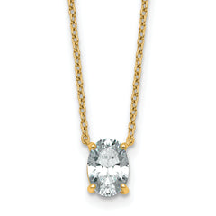 14k 1 carat Lab Grown Diamond VS+ F+ Oval Complete Four Prong 18 inch Pendant Necklace