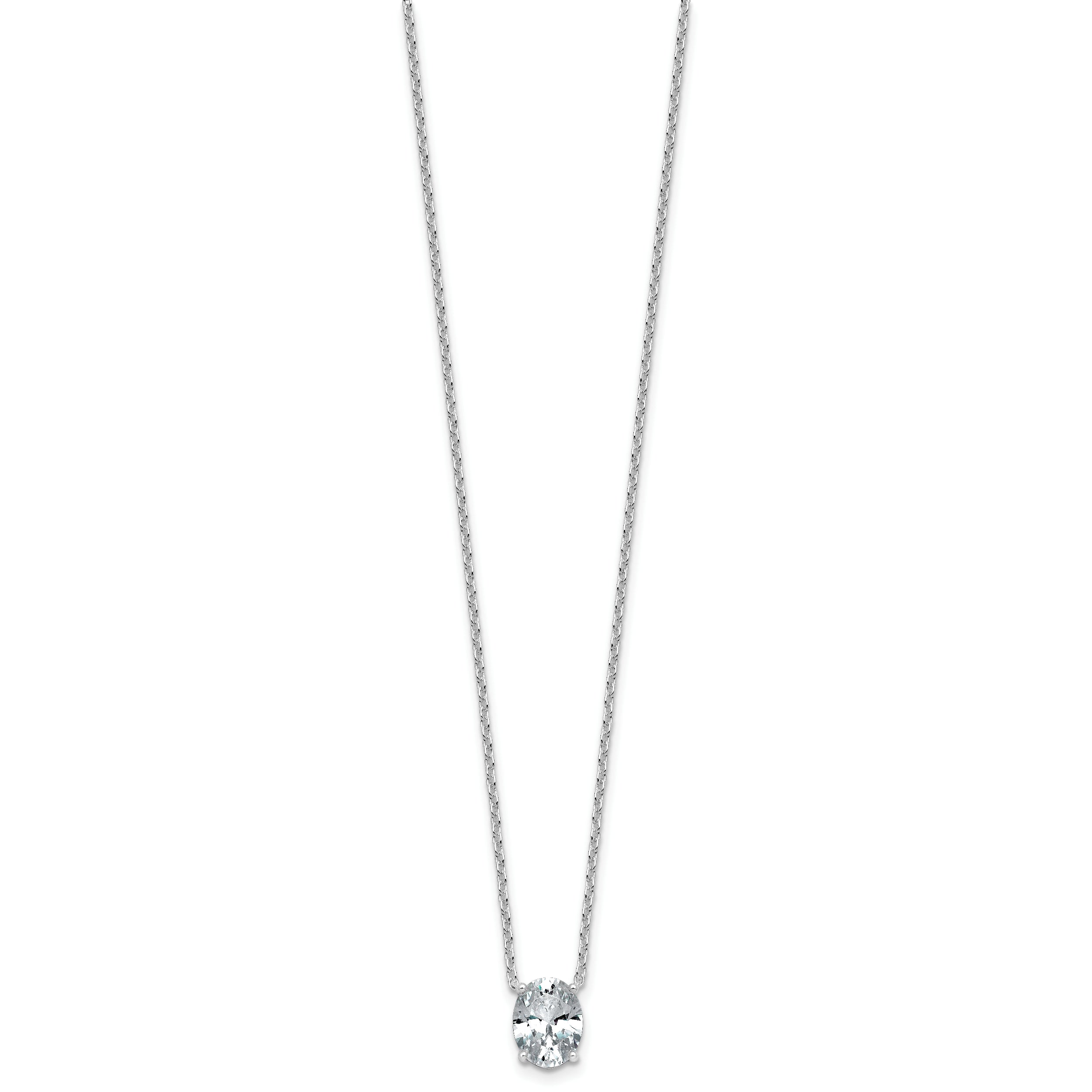 14k White Gold 1 1/2 carat Certified Lab Grown Diamond VS/SI+ G+ Oval Complete Four Prong 18 inch Pendant Necklace