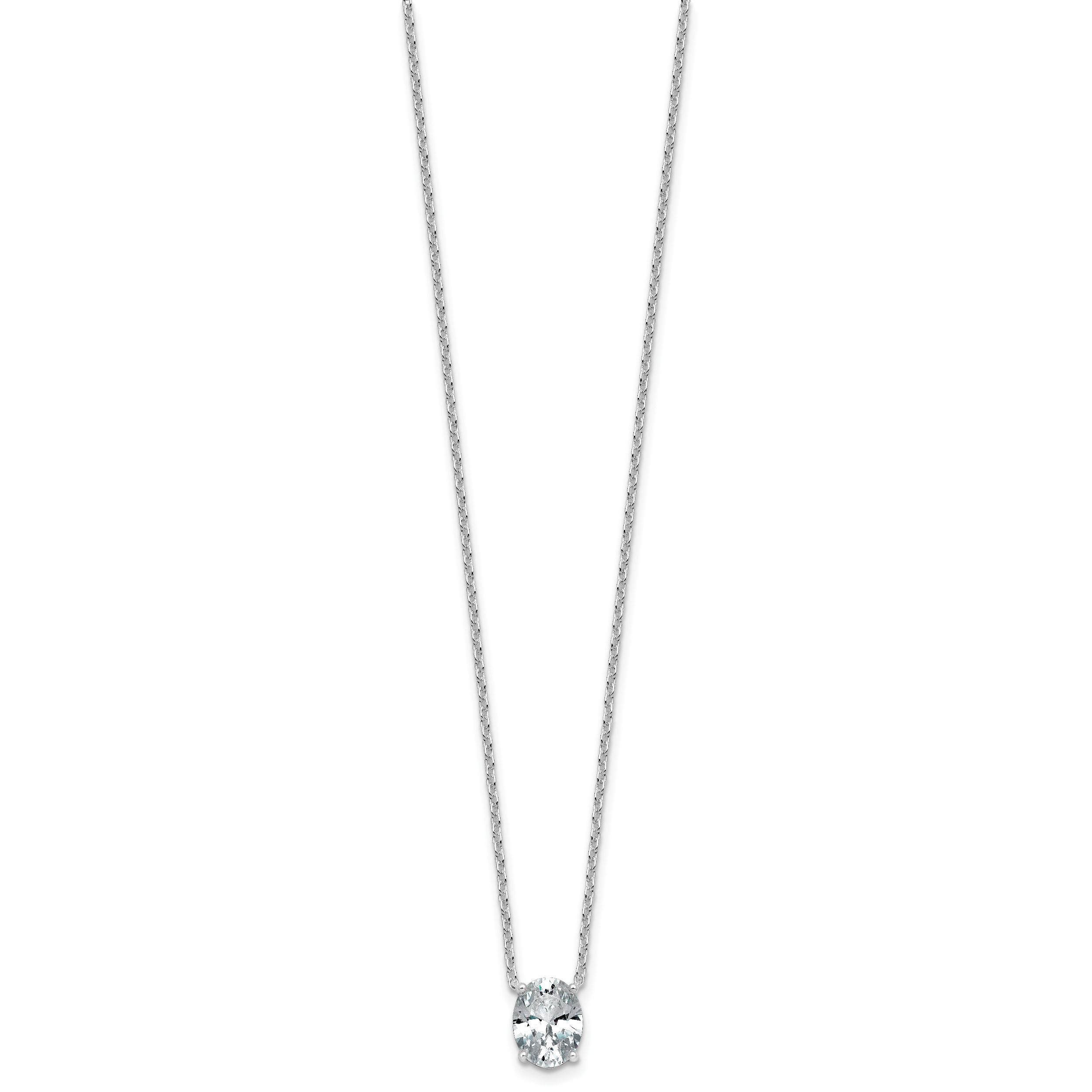 14k White Gold 1 1/2 carat Certified Lab Grown Diamond VS/SI+ G+ Oval Complete Four Prong 18 inch Pendant Necklace Secondary image