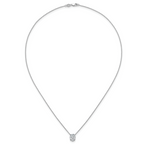 14k White Gold 1 1/2 carat Certified Lab Grown Diamond VS/SI+ G+ Oval Complete Four Prong 18 inch Pendant Necklace