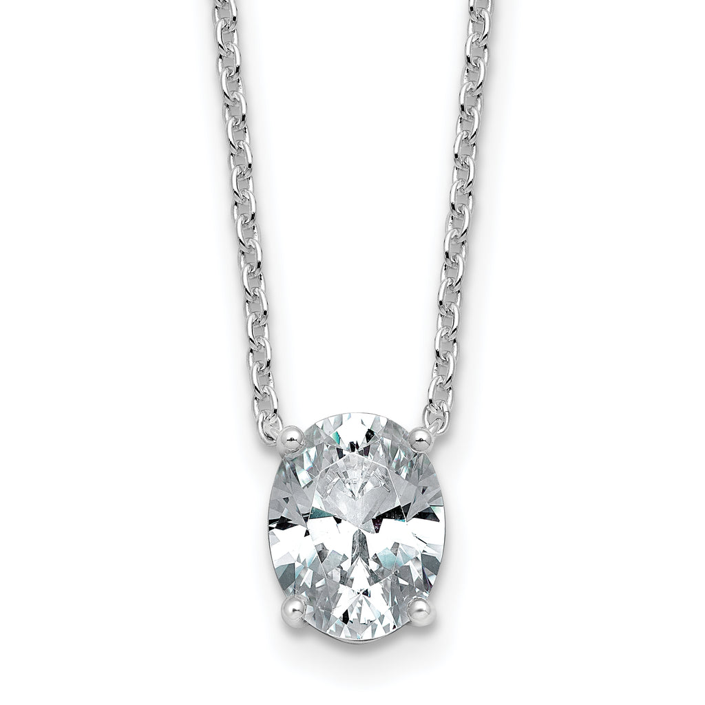 14k White Gold 1 1/2 carat Lab Grown Diamond VS/SI+ G+ Oval Complete Four Prong 18 inch Pendant Necklace