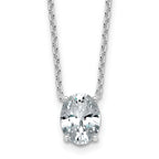 14k White Gold 1 1/2 carat Certified Lab Grown Diamond VS/SI+ G+ Oval Complete Four Prong 18 inch Pendant Necklace