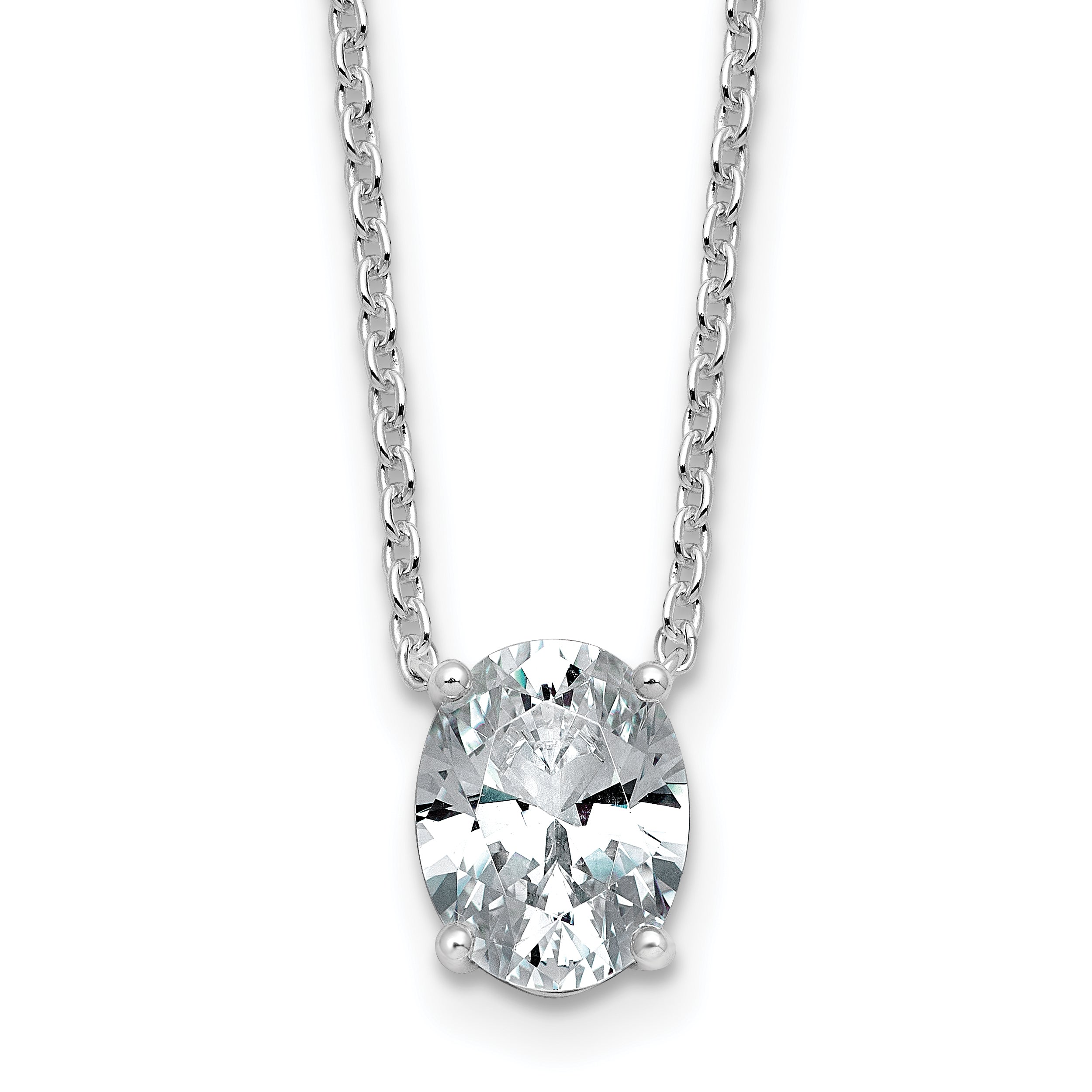 14kw 1 1/2ct Cert Lab Grown Dia VS+ F+ Oval Comp 18in Pendant Necklace Main image