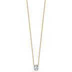 14k 1 1/2 carat Lab Grown Diamond VS+ F+ Oval Complete Four Prong 18 inch Pendant Necklace