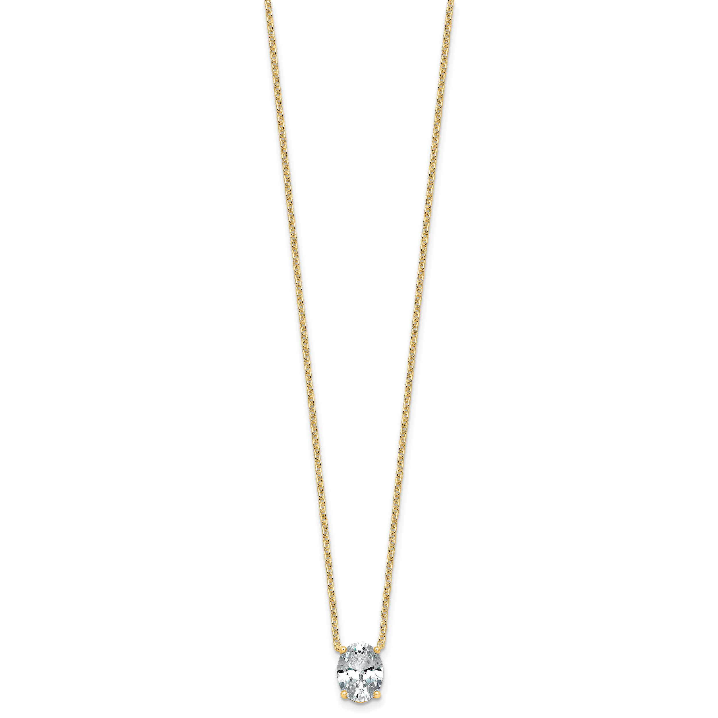 14k 1 1/2 carat Lab Grown Diamond VS+ F+ Oval Complete Four Prong 18 inch Pendant Necklace