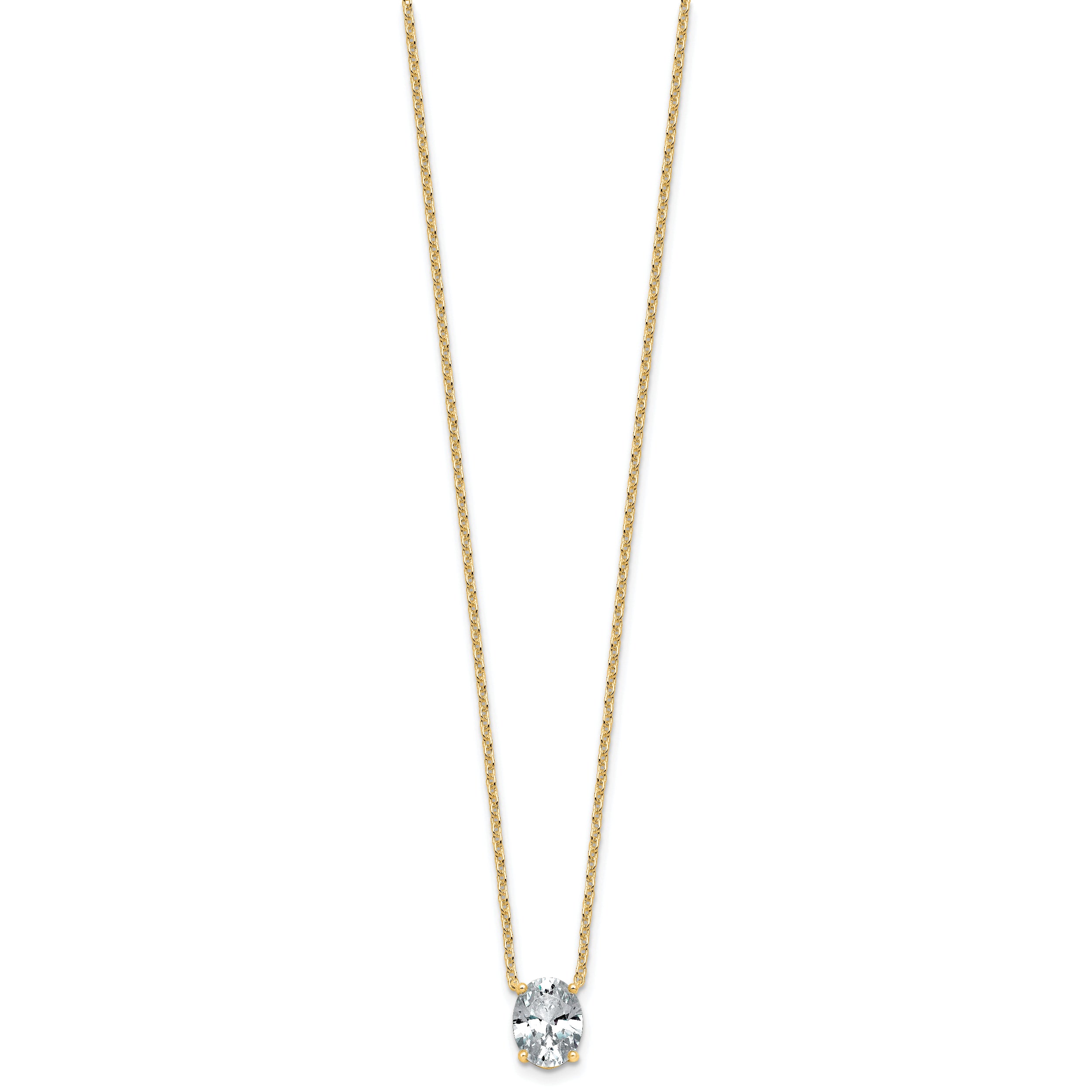 14k 1 1/2 carat Certified Lab Grown Diamond VS+ F+ Oval Complete Four Prong 18 inch Pendant Necklace