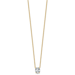 14k 1 1/2 carat Certified Lab Grown Diamond VS+ F+ Oval Complete Four Prong 18 inch Pendant Necklace