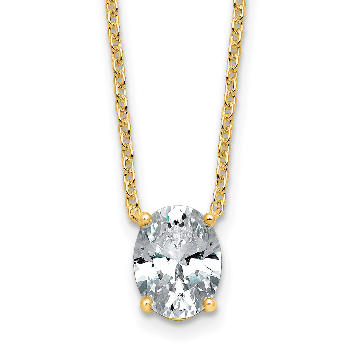 14k 1 1/2 carat Certified Lab Grown Diamond VS+ F+ Oval Complete Four Prong 18 inch Pendant Necklace
