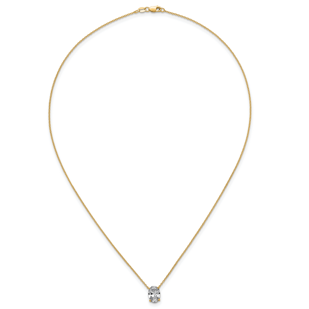 14k 2 carat Certified Lab Grown Diamond VS+ F+ Oval Complete Four Prong 18 inch Pendant Necklace