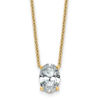 14k 2 carat Lab Grown Diamond VS+ F+ Oval Complete Four Prong 18 inch Pendant Necklace