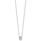 14k White Gold 2 1/2 carat Certified Lab Grown Diamond VS/SI+ G+ Oval Complete Four Prong 18 inch Pendant Necklace