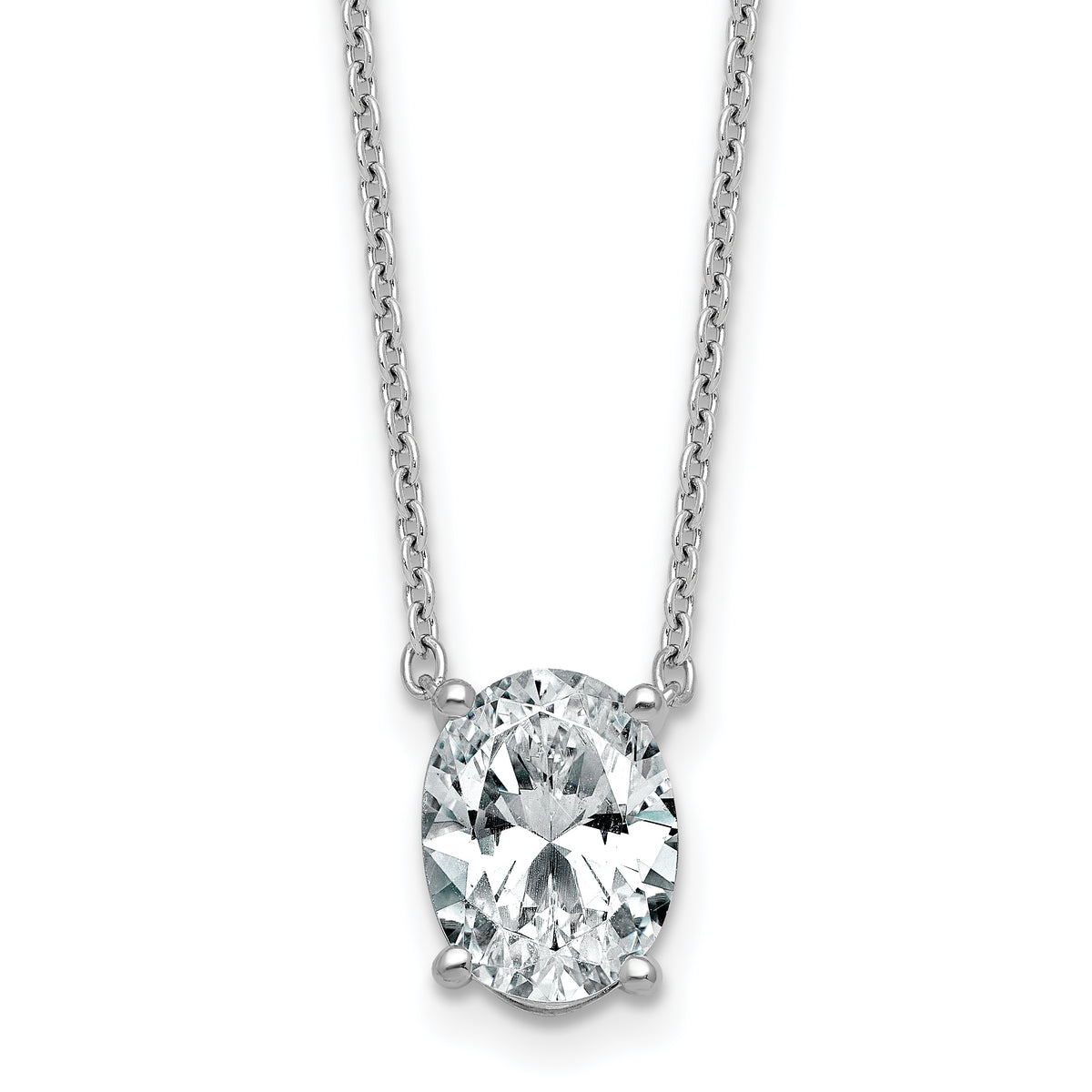 14kw 2 1/2ct Cert Lab Grown Diamond VS+ F+ Oval Comp 18in Necklace