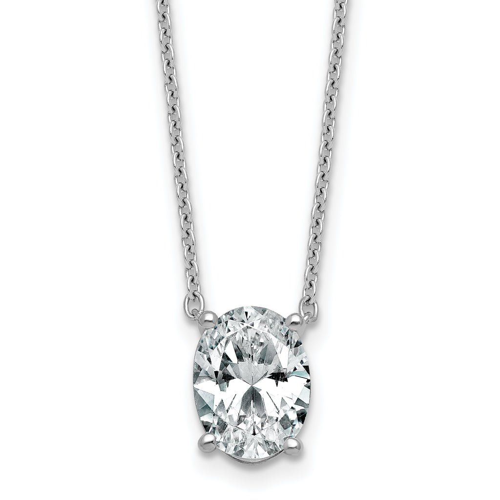 14k White Gold 2 1/2 carat Certified Lab Grown Diamond VS/SI+ G+ Oval Complete Four Prong 18 inch Pendant Necklace