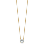 14k 2 1/2 carat Certified Lab Grown Diamond VS+ F+ Oval Complete Four Prong 18 inch Pendant Necklace