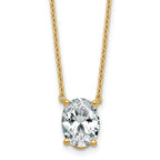 14k 2 1/2 carat Certified Lab Grown Diamond VS+ F+ Oval Complete Four Prong 18 inch Pendant Necklace