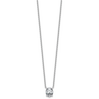 14k White Gold 3 carat Lab Grown Diamond VS/SI+ G+ Oval Complete Four Prong 18 inch Pendant Necklace