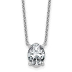 14k White Gold 3 carat Lab Grown Diamond VS/SI+ G+ Oval Complete Four Prong 18 inch Pendant Necklace