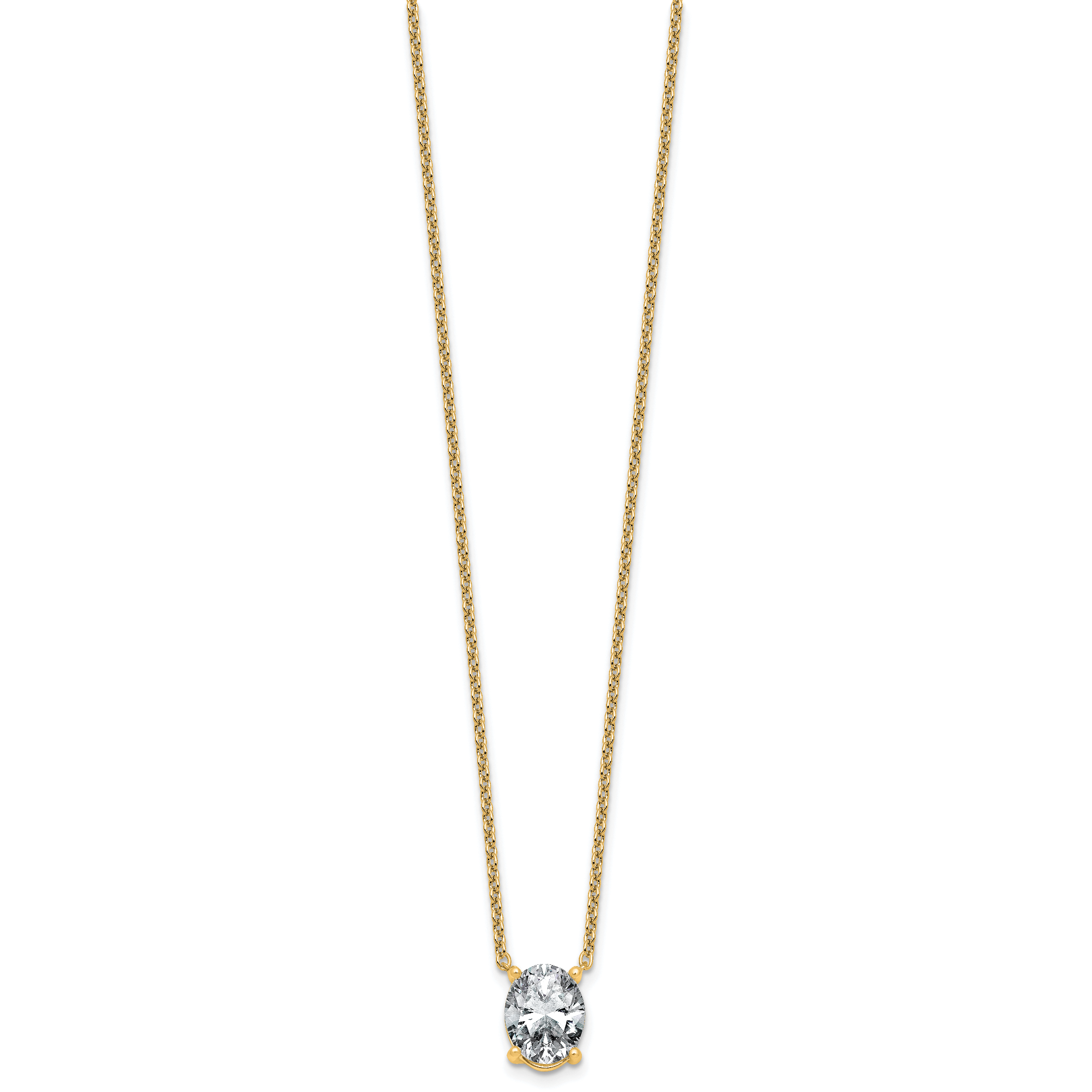 14k 3 carat Lab Grown Diamond VS+ F+ Oval Complete Four Prong 18 inch Pendant Necklace Secondary image