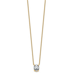 14k 3 carat Lab Grown Diamond VS+ F+ Oval Complete Four Prong 18 inch Pendant Necklace