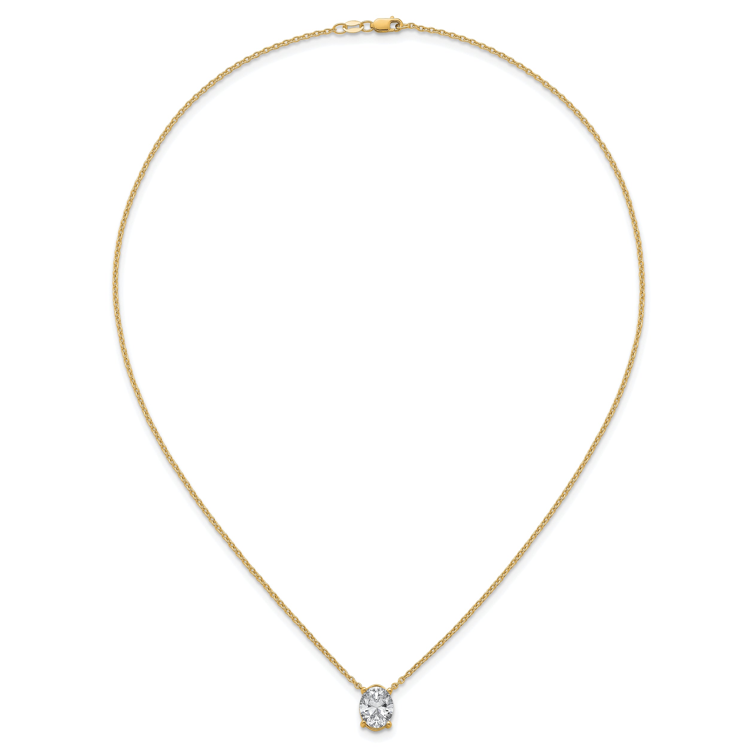 14k 3 carat Certified Lab Grown Diamond VS+ F+ Oval Complete Four Prong 18 inch Pendant Necklace