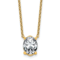 14k 3 carat Certified Lab Grown Diamond VS+ F+ Oval Complete Four Prong 18 inch Pendant Necklace