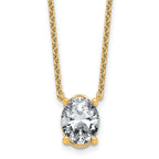 14k 3 carat Lab Grown Diamond VS+ F+ Oval Complete Four Prong 18 inch Pendant Necklace