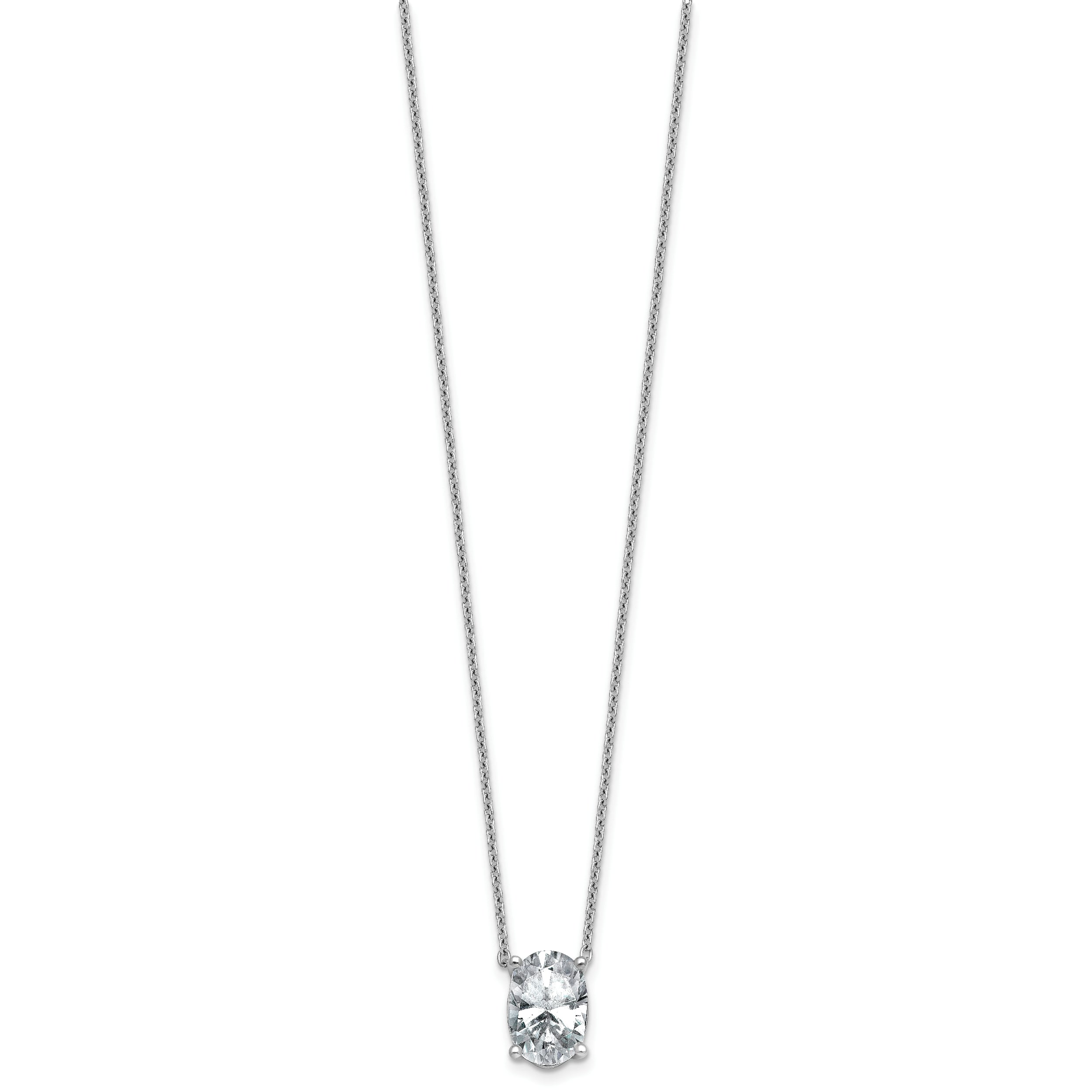 14k White Gold 3 1/2 carat Certified Lab Grown Diamond VS/SI+ G+ Oval Complete Four Prong 18 inch Pendant Necklace