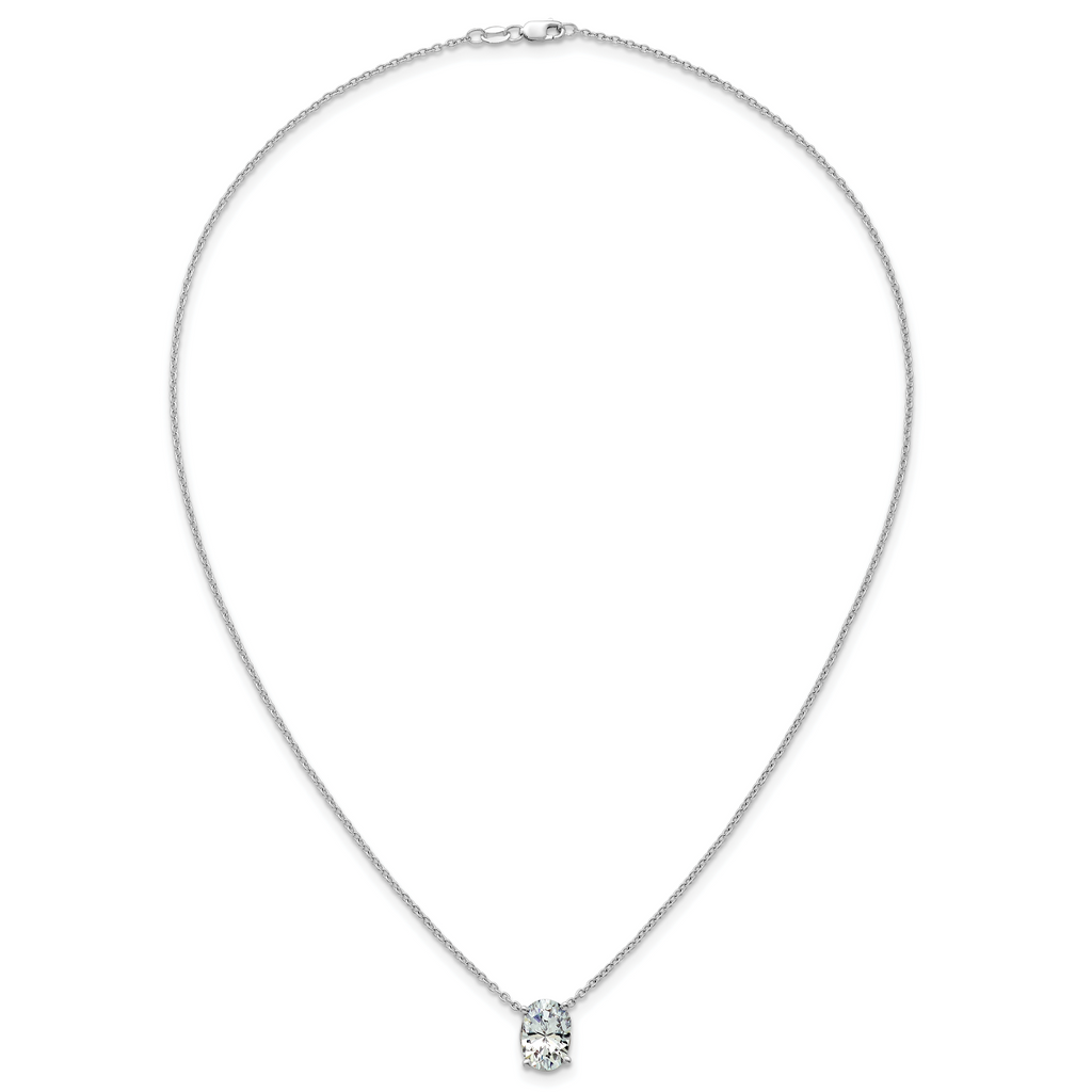 14k White Gold 3 1/2 carat Lab Grown Diamond VS/SI+ G+ Oval Complete Four Prong 18 inch Pendant Necklace