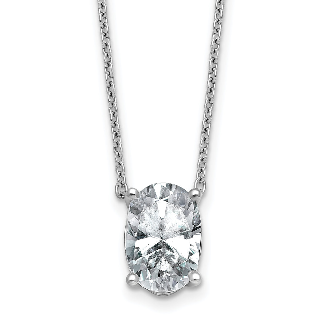 14k White Gold 3 1/2 carat Certified Lab Grown Diamond VS/SI+ G+ Oval Complete Four Prong 18 inch Pendant Necklace
