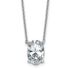 14k White Gold 3 1/2 carat Certified Lab Grown Diamond VS/SI+ G+ Oval Complete Four Prong 18 inch Pendant Necklace