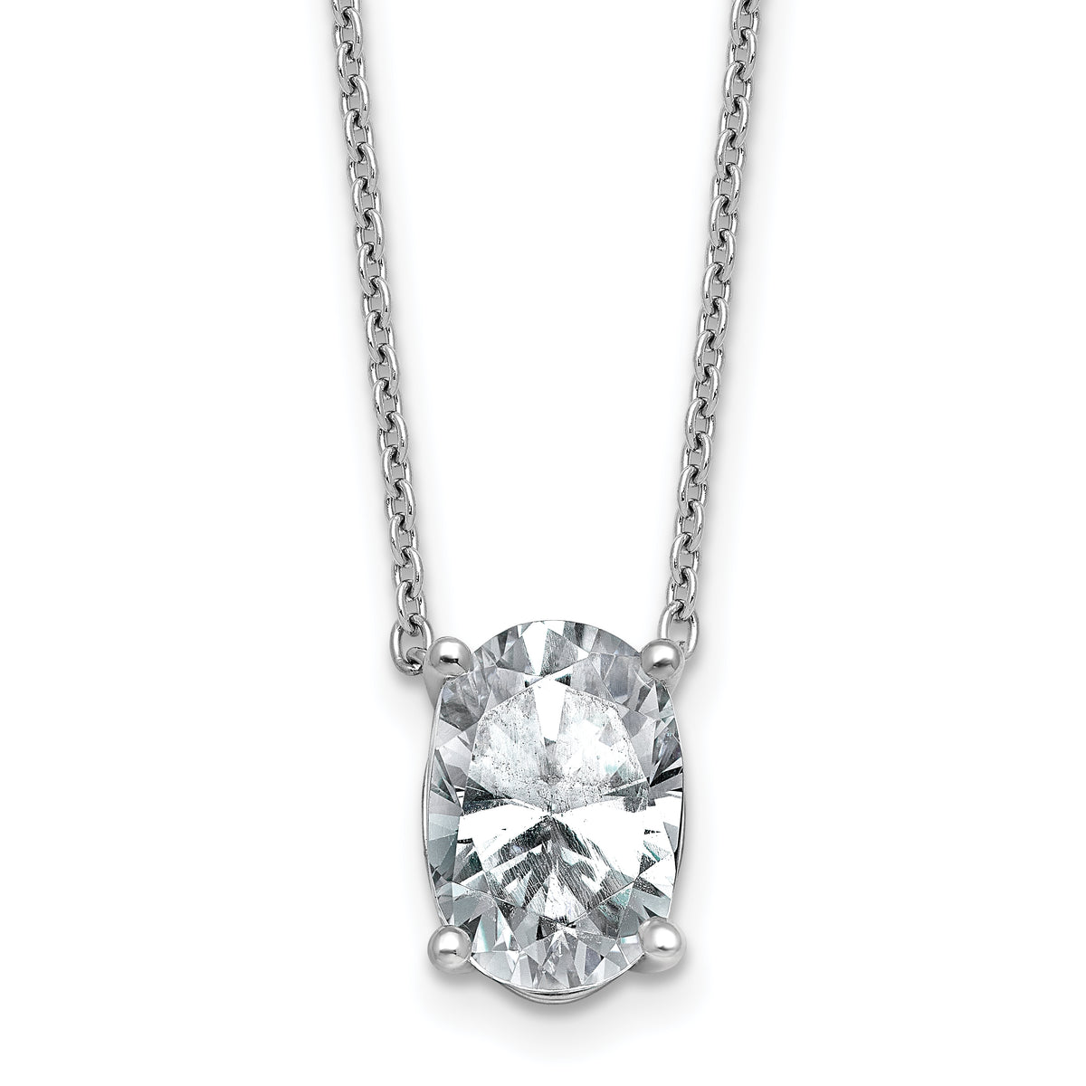 14k White Gold 3 1/2 carat Certified Lab Grown Diamond VS/SI+ G+ Oval Complete Four Prong 18 inch Pendant Necklace