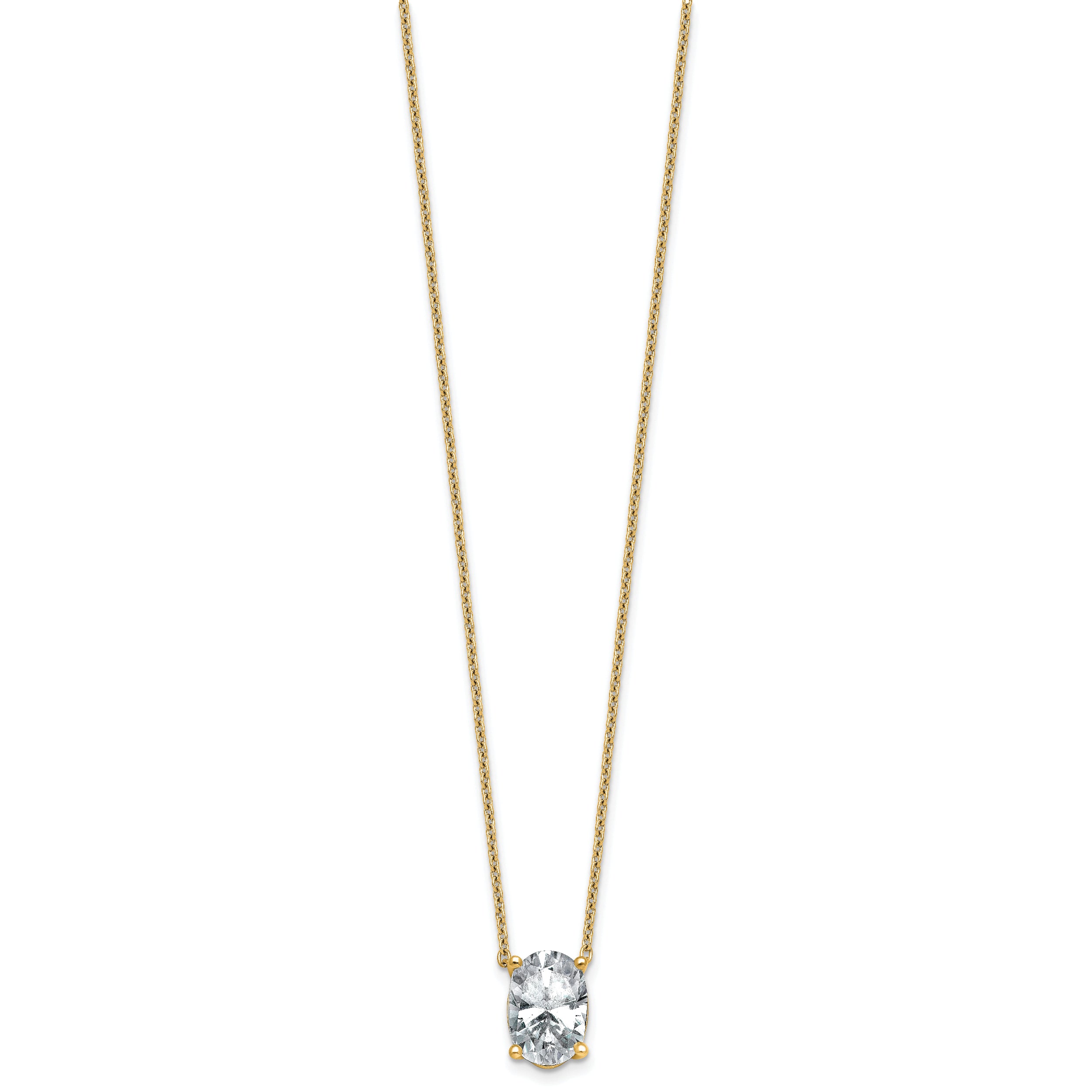 14k 3 1/2 carat Certified Lab Grown Diamond VS+ F+ Oval Complete Four Prong 18 inch Pendant Necklace