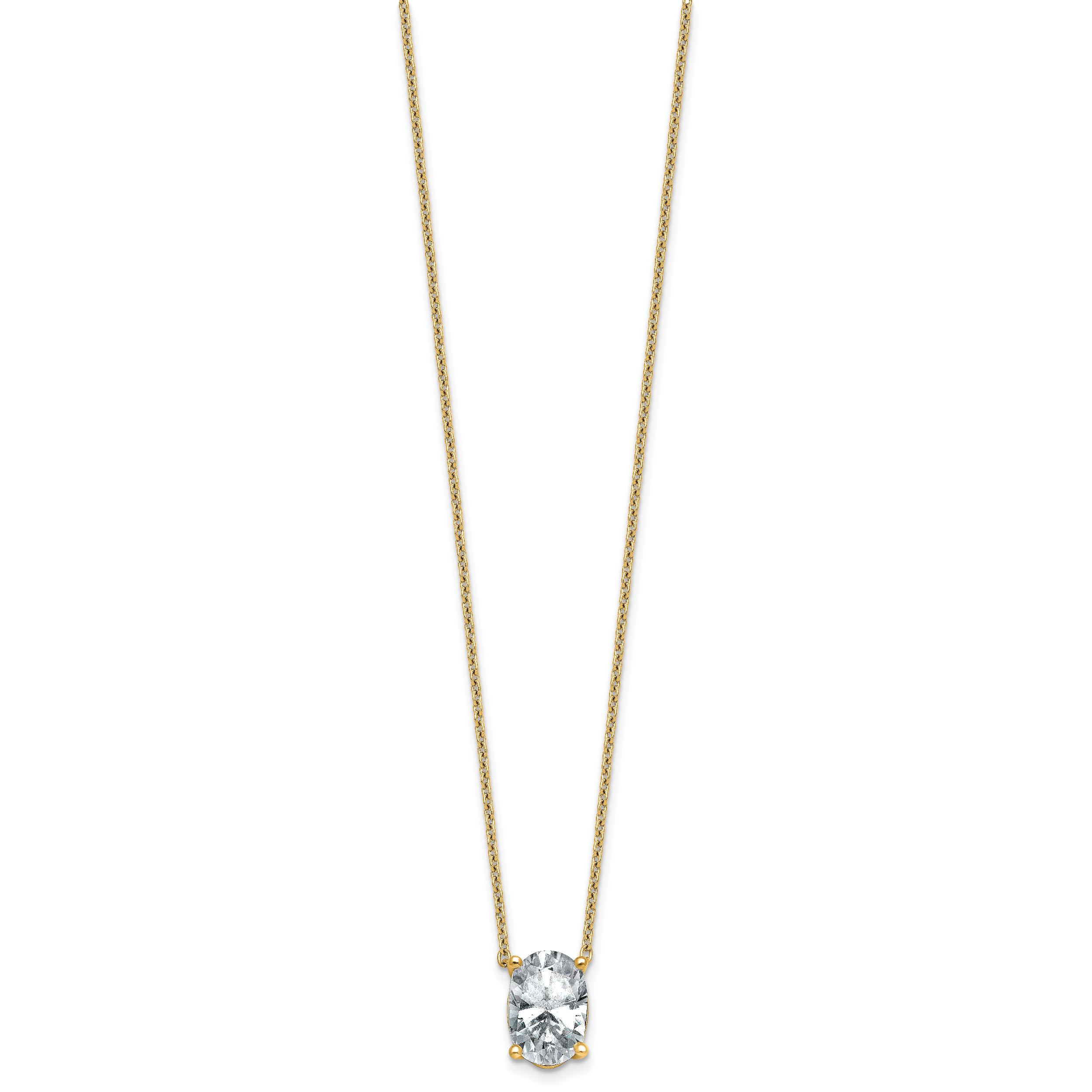 14k 3 1/2 carat Certified Lab Grown Diamond VS+ F+ Oval Complete Four Prong 18 inch Pendant Necklace